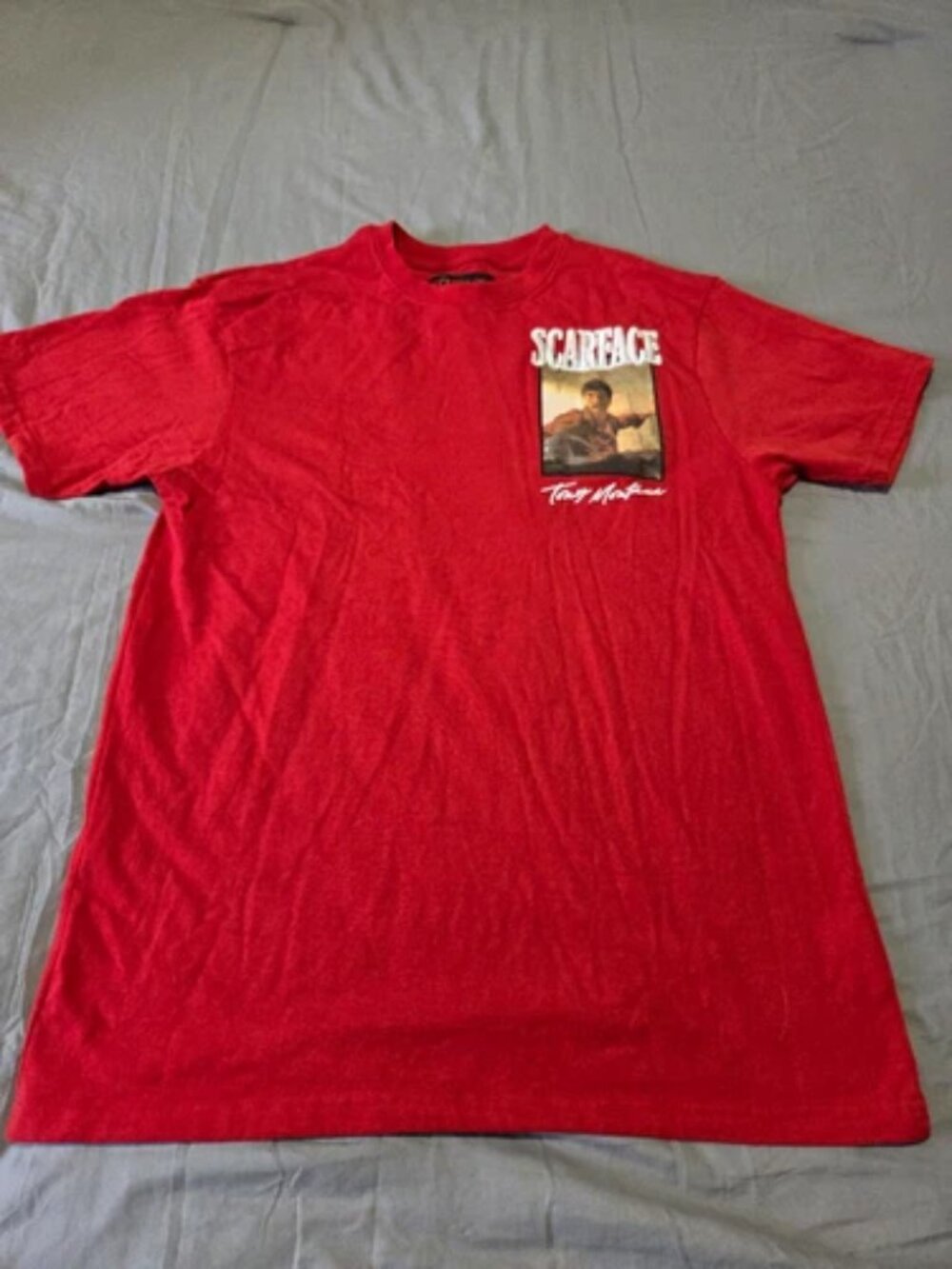 Scarface Reason Mens Red Graphic T Shirt Large Tony Montana Movie Tee